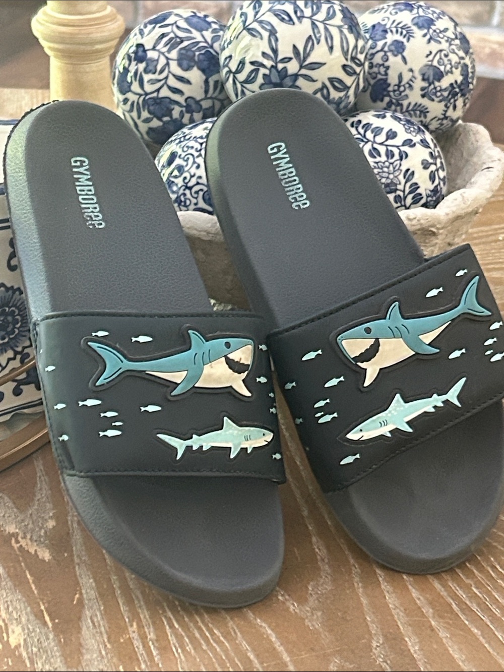 Boys Gymboree Shark Sandal Slides size 3